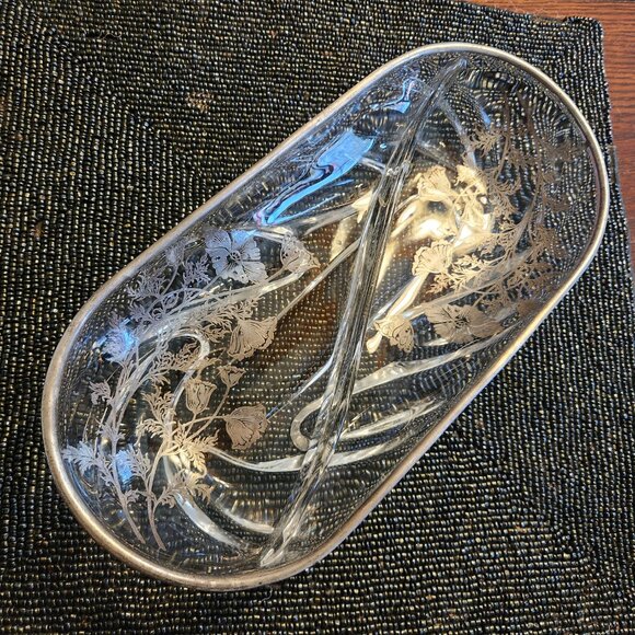 Vintage Silver City Silver Overlay Divided Relish Dish - Picture 6 of 7